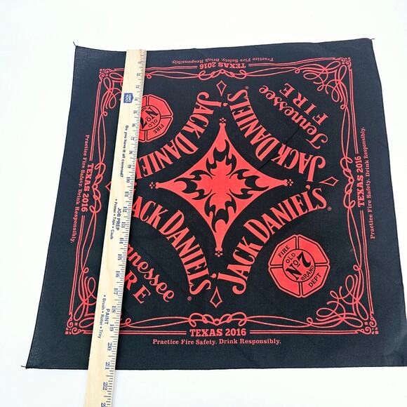 Lot of 4 Jack Daniels Wiskey Scroll Logo Bandanas Black and Red NEW Biker Core - Picture 3 of 7